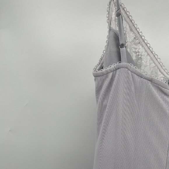 Commense Womens Maxi Slip Dress Ruched Lace Trim Gray Size Medium New - Picture 5 of 9